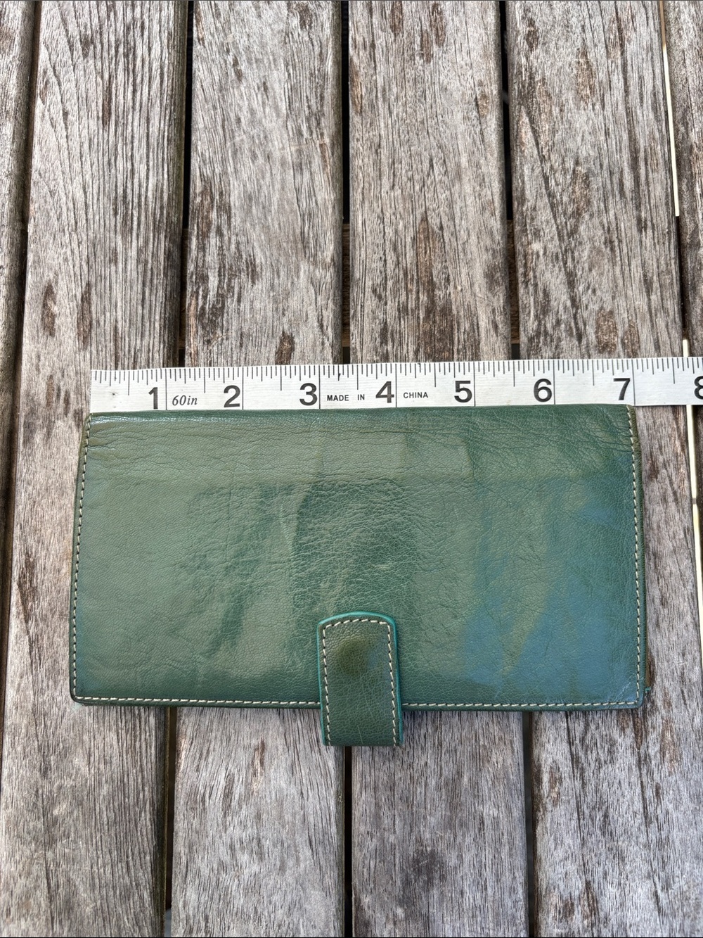 Tusk Genuine Leather Checkbook Wallet Organizer Teal Green RFID Travel Wallet - Picture 6 of 7